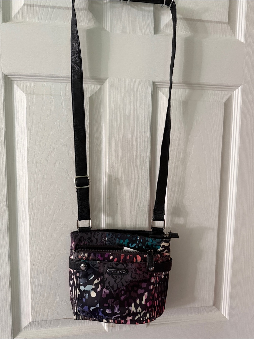 Rosetti Black Multi-Color Printed Crossbody Bag